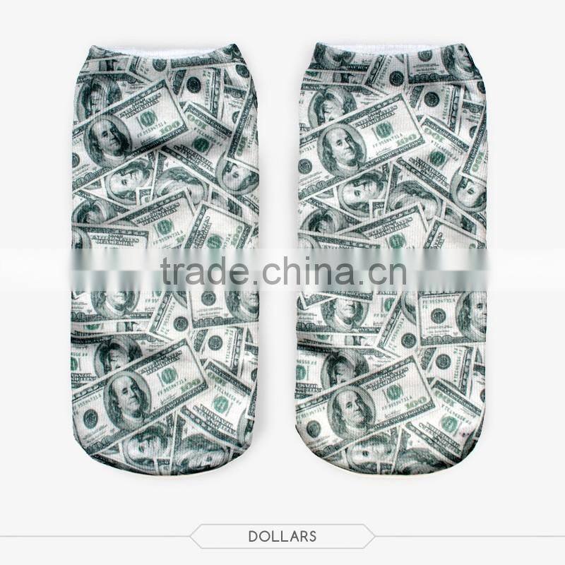 custom printed ankle sock colorful high quality 3d full print colorful ankle socks sports unisex custom hot sale stretch spandex