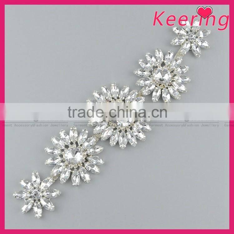 fashion flower crystal embellishment for sash WRE-270