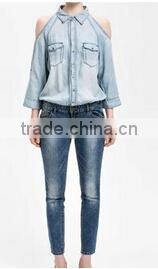 fake two pc one-piece women clothing oem customized jeans wholesale china