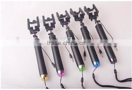2015 newest wired selfie stick with foldable holder for camera monopod and smartphone