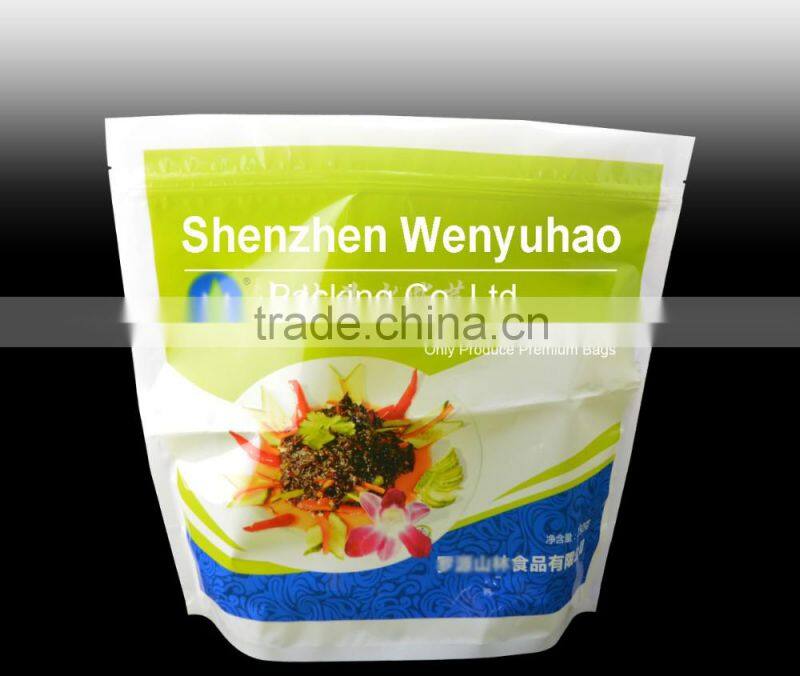 food grade nylon laminated stand up zipper pouch for food packing