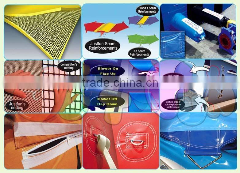 EN14960 certified commercial inflatable climbing wall, red tower theme climbing wall