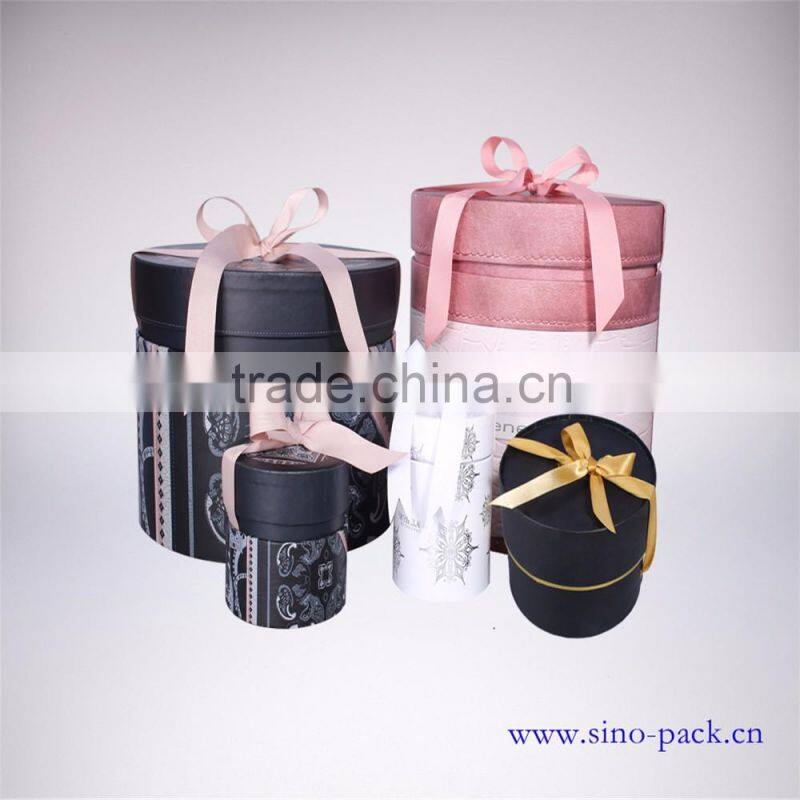paper tube candle gift packaging box with ribbon