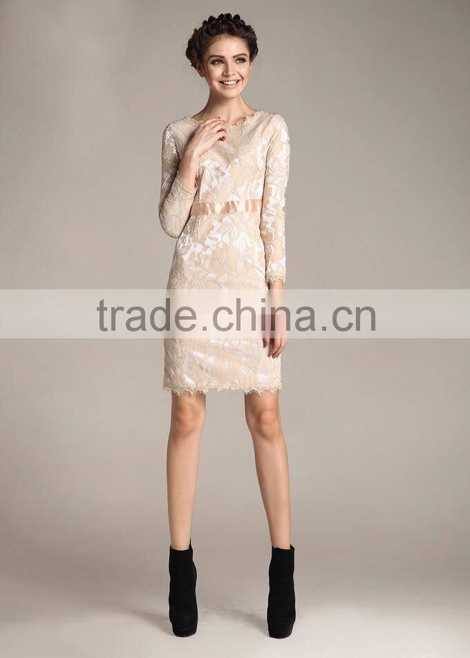 Alibaba New Arrival Long Sleeve Design Lace Dress Fashionable