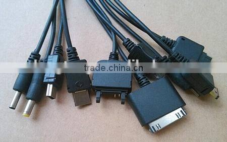cheap customized pantone color multiple USB port charging cable, 10 in 1 multiple charging cable for smartphone