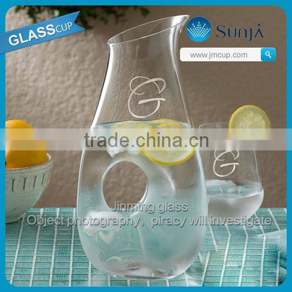 Bohemia crystal wine glass U shape magic wine decanter antique glass wine decanter glass wine decanter with handle