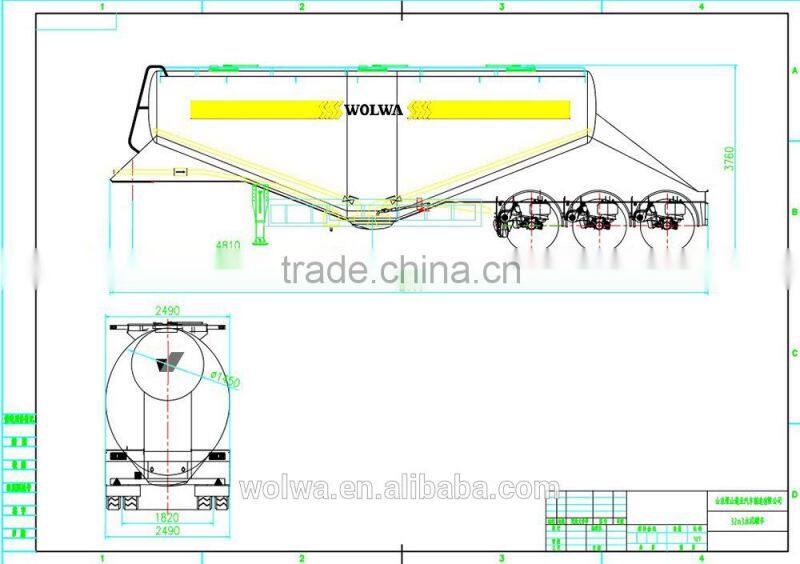Tri-axle V shaped tank semi trailer to carry powder or flyash