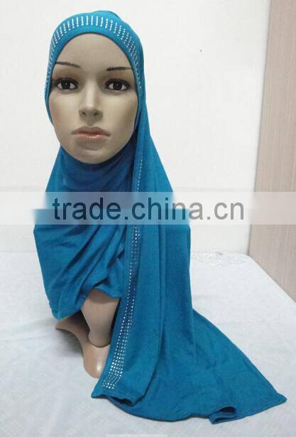 JL072 latest cotton jersey scarf with rhinestones
