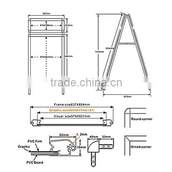 Good price Double-side poster stand with header