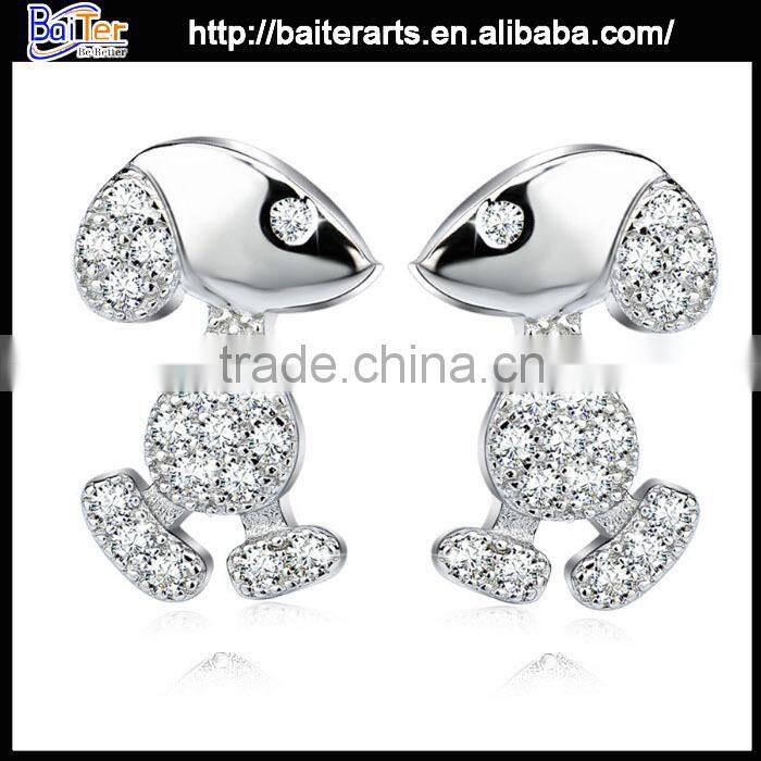 Fashion Women's Silver Micro Pave Earring, Fashion Pearl Earring ,Girl 925 Sterling Silver Earring