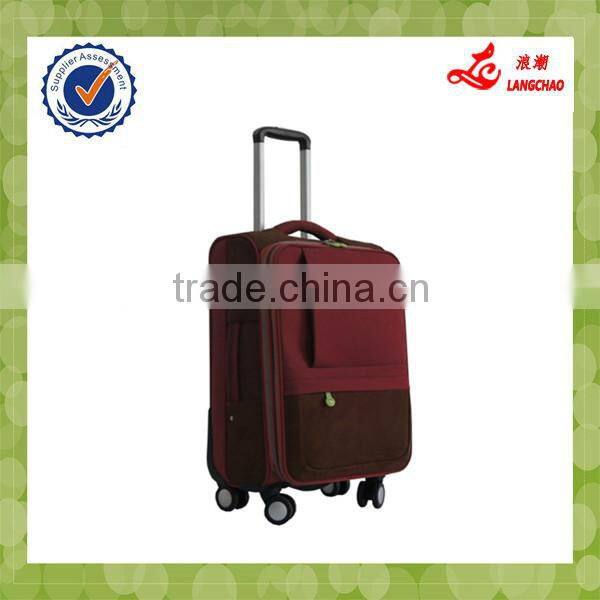 Red Color Functional Travel Bags Nylon Spinner Luggage