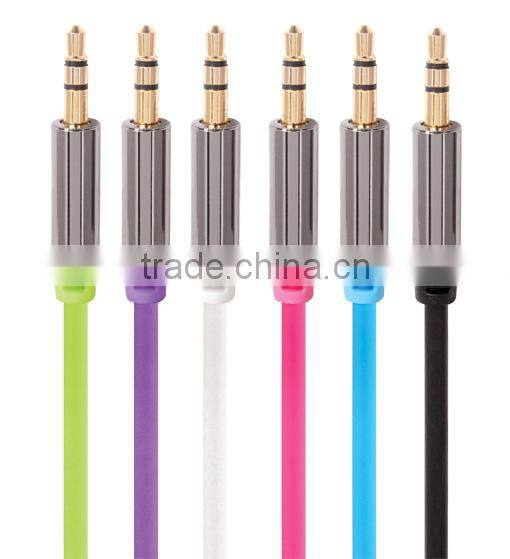 Male to Female 3.5mm aux cable gold plated for earphone noodle aux cable
