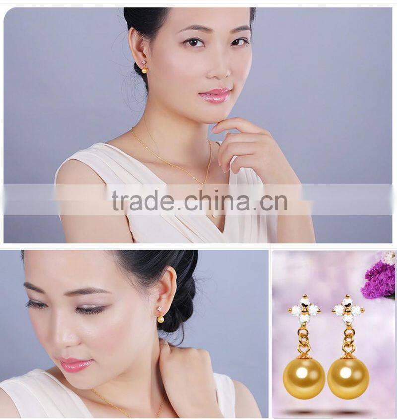 Japanese circular 7--7.5mm golden akoya pearl jewelry earrings for sales