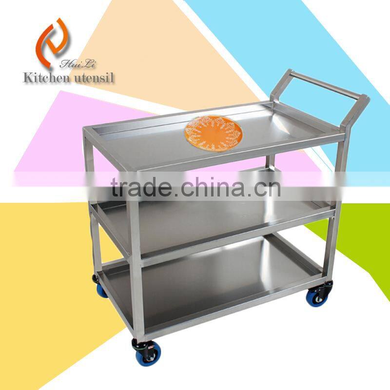 H02 90x60x70cm Heavy frame multi-tiers stainless steel guest room serving trolley with wheels for hotel restaurant