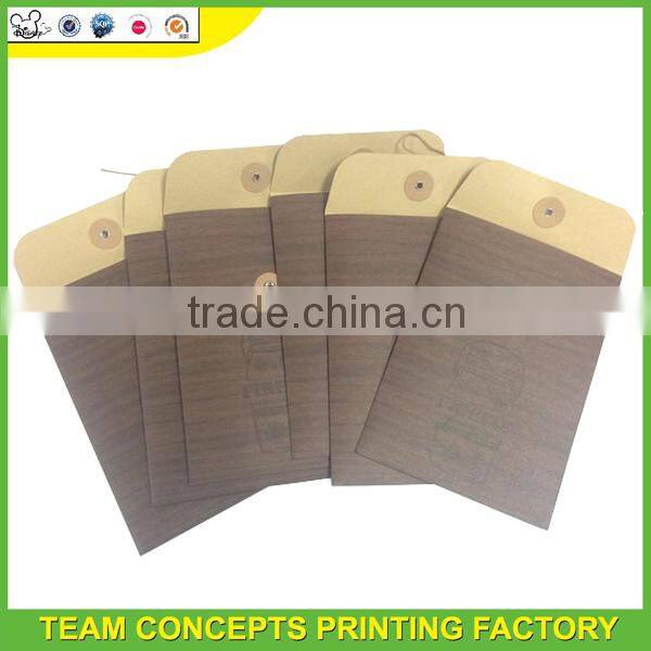 Kraft envelope with button and string closure