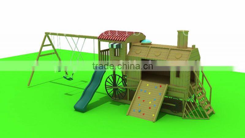 Mini Size Street Car Shape Wooden Outdoor Playground for Kids