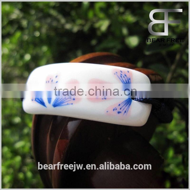 Traditional Handicrafts ceramic Bracelet with flower printing Adjustable Wrist size