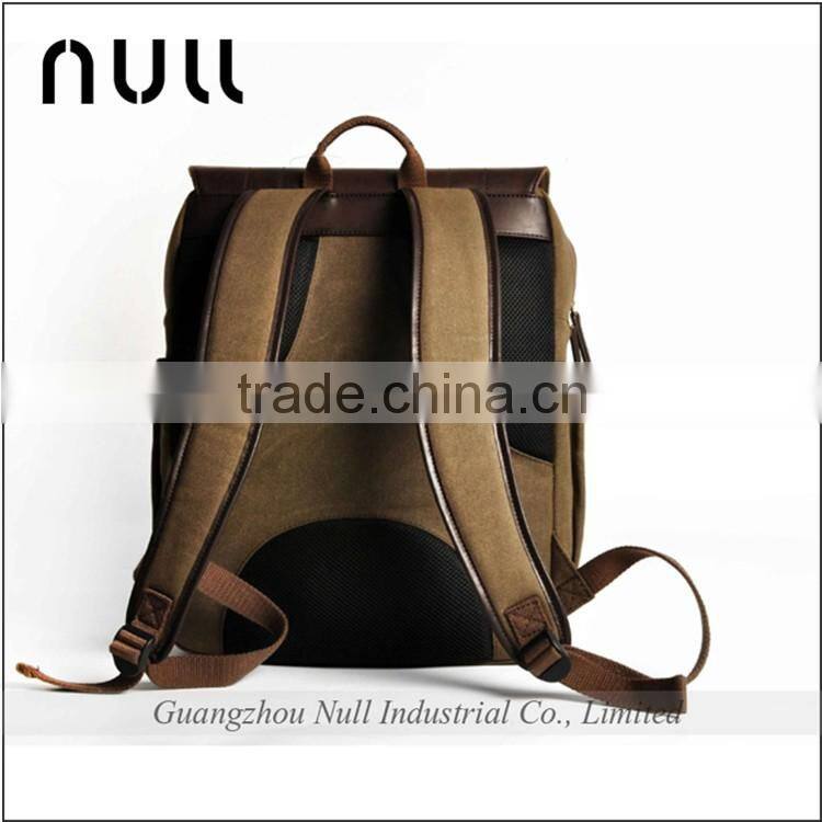 Hot selling durable hiking travelling canvas and leather dslr backpack oem camera bag