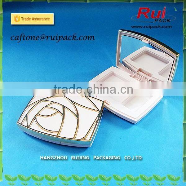 Mini cute compact powder cases with mirror, double layer fashion black empty cosmetic makeup compact powder case