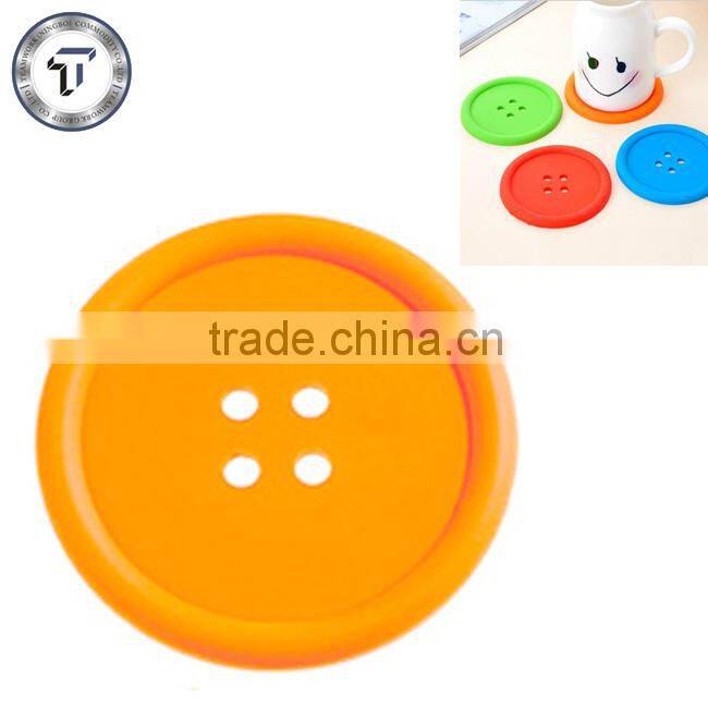 Novelty button shape silicone drink coasters