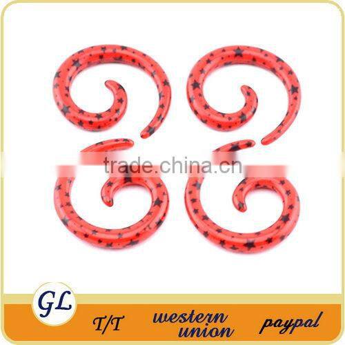 fashion acrylic body jewelry ear spirals