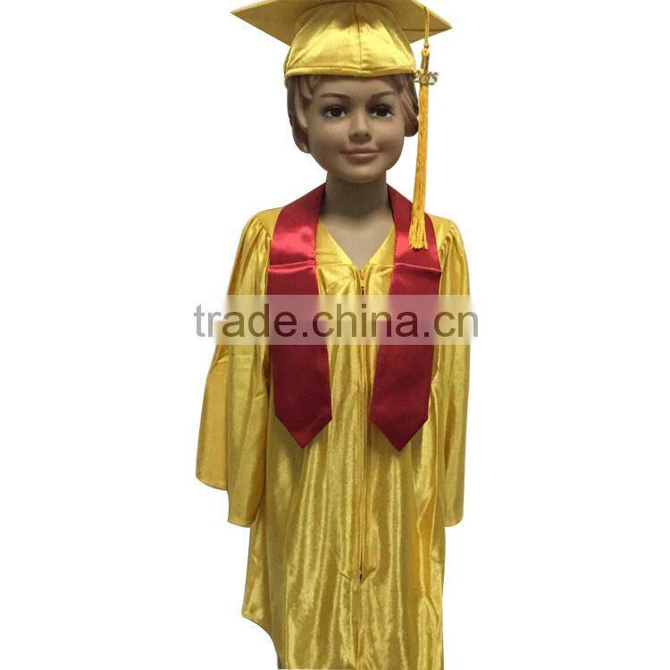 Hot High school Child Shiny Graduation cap and gown