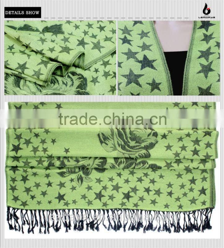 flower star jacquard tassel pashmina scarf