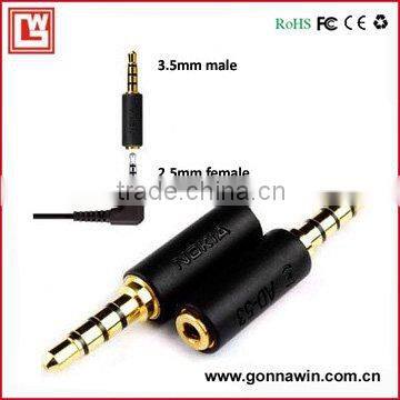 3.5mm Male to 2.5 Female Audio Adapter/Mobile phone audio adapter