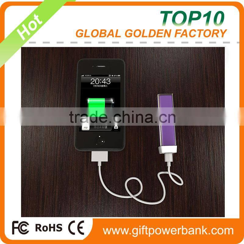 Back up battery lipstick shape 2200mAH power bank for smart phones