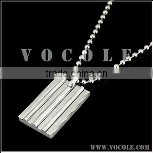 Silver ball chains stainless steel square pendant long necklace