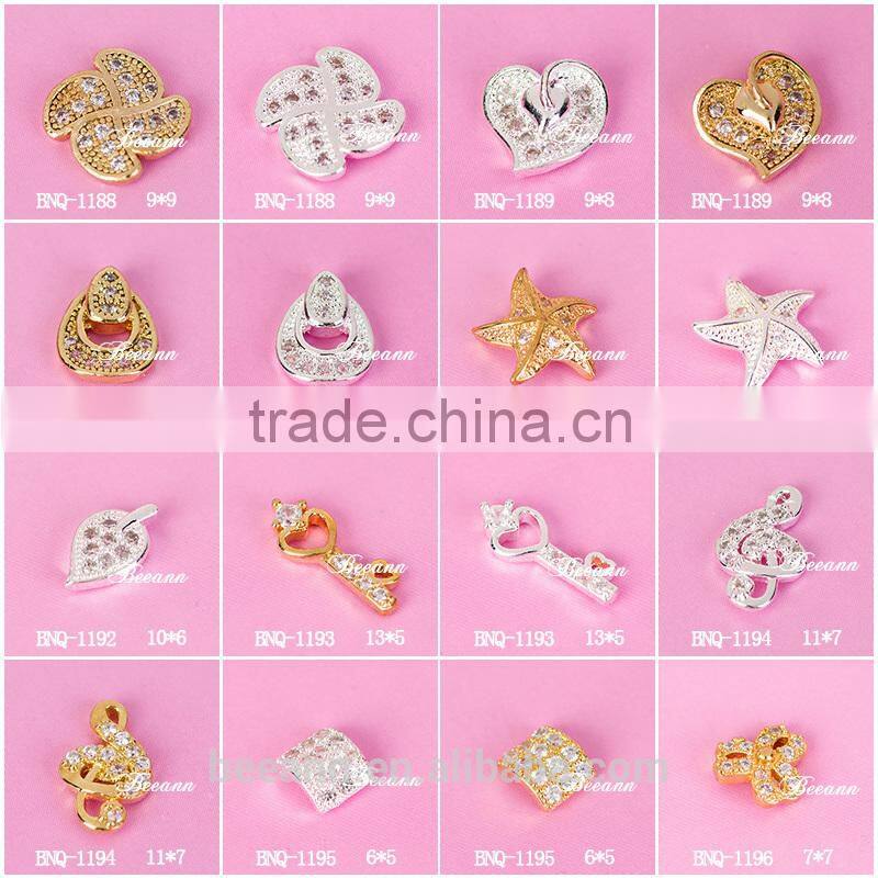 2014 New Design Hot Sale 3D Zircon Nail Art Jewelry Metal Nail art designs