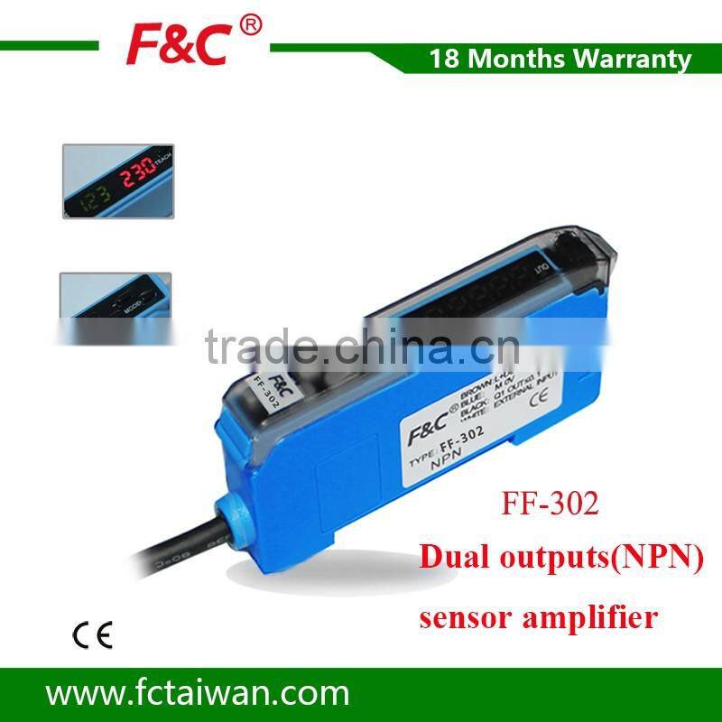 16us high speed digital amplifier, DC12-24V optical sensor amplifier with two output