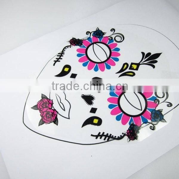 Day of dead floral skull face sticker glitter holiday face tattoo for halloween party factory