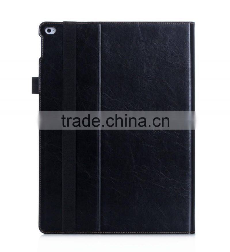 Hot sale vintage card slots closure faux leather stand tablet cover for ipad pro 9.7 inch with stylus pen strap