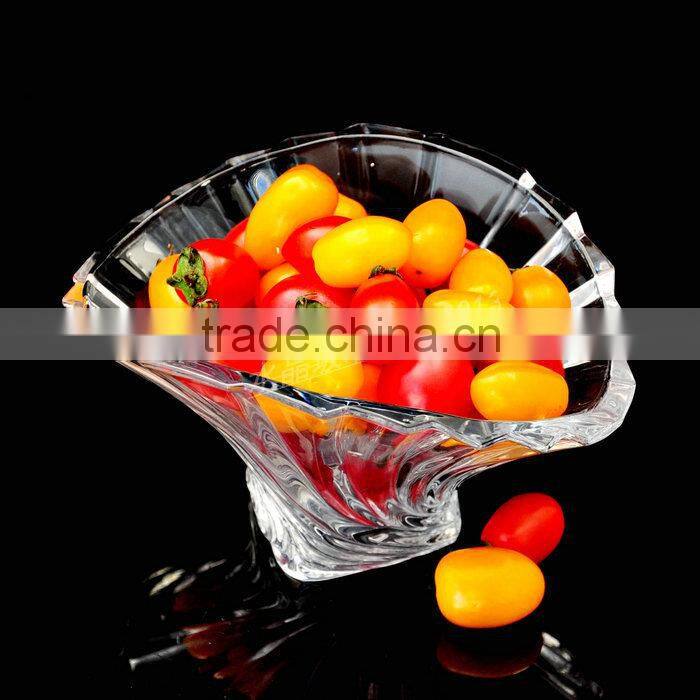 clear leaf shaped crystal fruits plate for home decoration