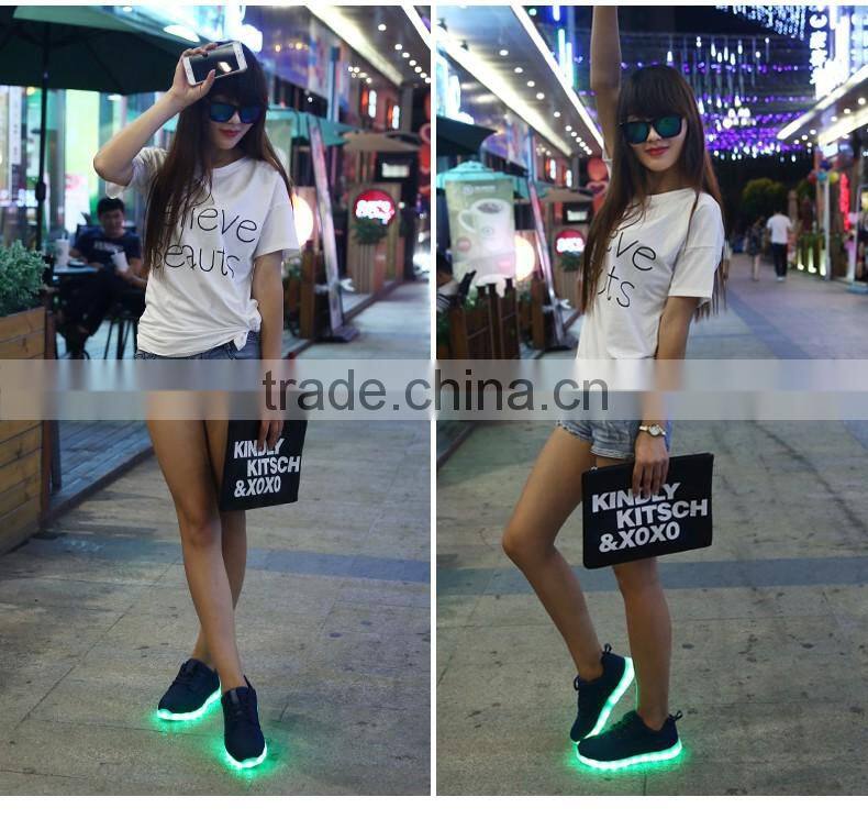 mesh led schuhe oem low moq customized footwear woman mens luminous led light up shoes