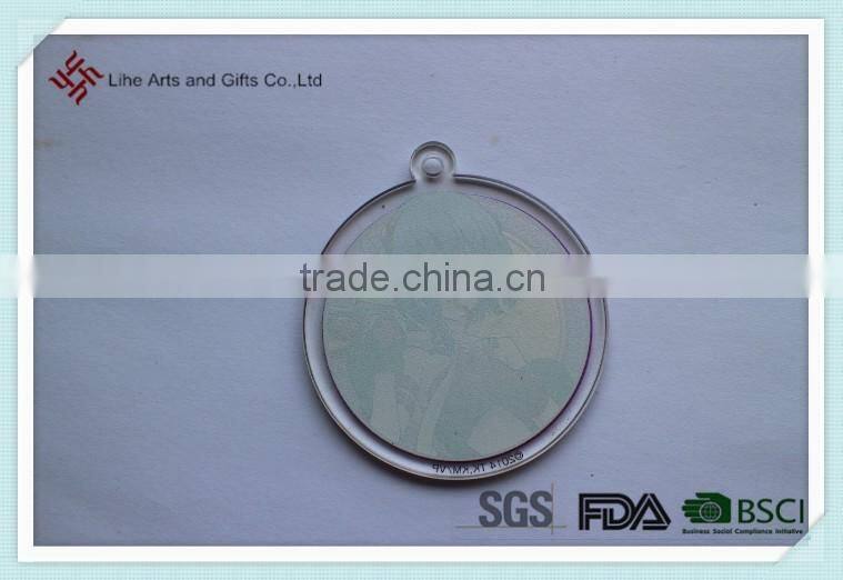 Manufacture acrylic material cartoon sex girl round keychain