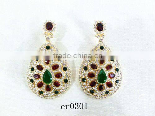 Wholesale preciosa rhinestone earring 24k gold plated beautiful earrings