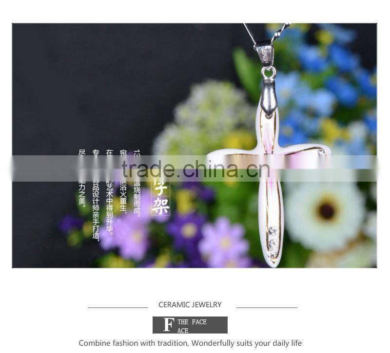 Hot selling Jesus cross ceramic pendant necklace