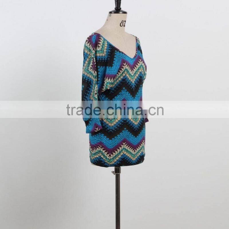 NEW ARRIVAL stripe dress v neck batwing sleeve for fat ladies OEM&ODM supply