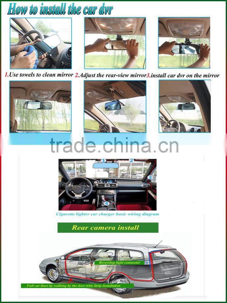 Rear camera mirror car dvr with gps tracking system