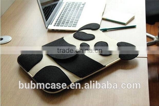 Fashion Black 9.7 inch Wool Felt Tablet Case Cute Cartoon Panda Tablet Bag