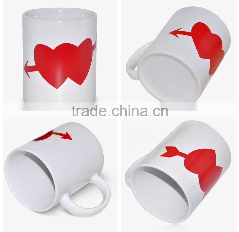 11oz heart shape color changing wholesale ceramic personalized photo mugs