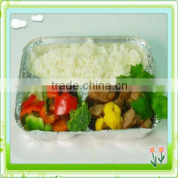 Disposable 3 compartments Aluminum Foil Food tray with lid
