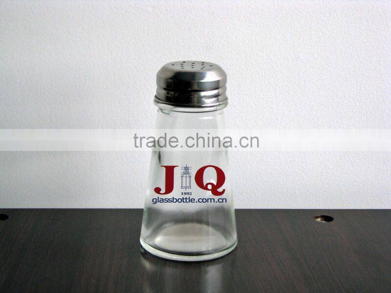 clear glass spice jar with stainess steel lid