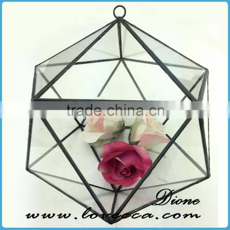 Hot selling wholesale indoor plant rose gold glass terrarium geometric
