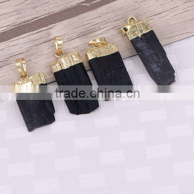 Natural black Tourmaline Druzy Pendant Simple Design Jewelry Pendant For Men or Women