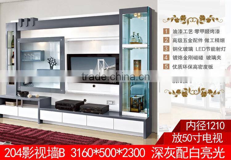 Modern design wall units designs in living room 204B# led tv wall unit