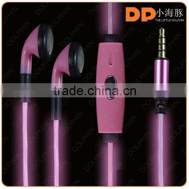 trending products 2016 super bass mp3 headphone luminous glowing zipper earphone