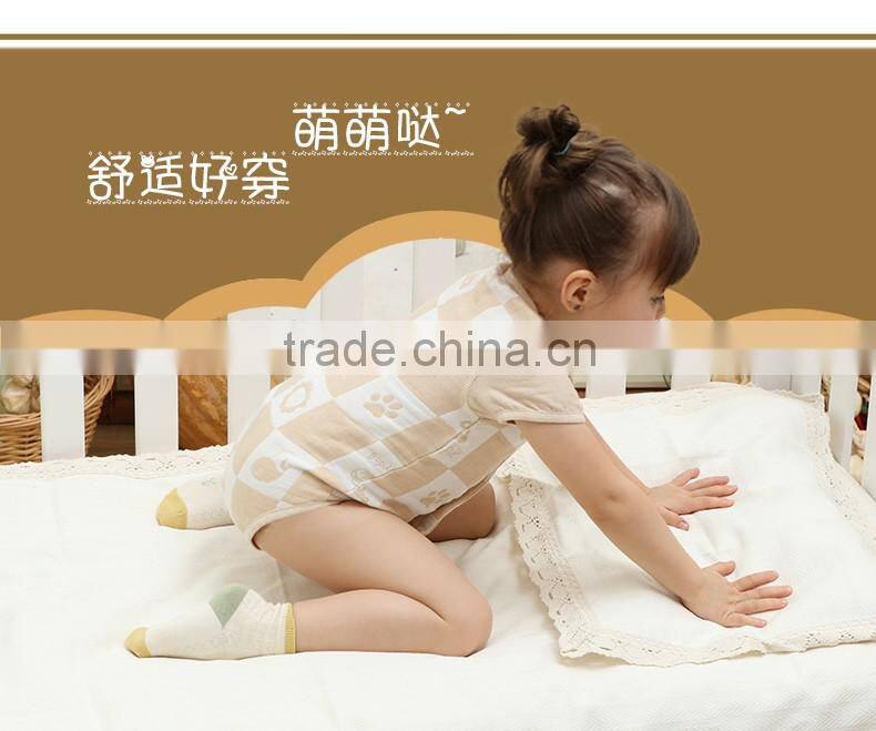 GOTS organic cotton baby clothes short sleeve gauze knitted newborn baby Jumpsuit for summer